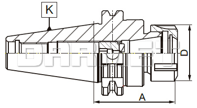 Oprawka zaciskowa do tulejek ER32, DIN40 - rysunek techniczny.